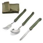 قاشق چنگال کوهنوردی تاشو - ست 3 عددی