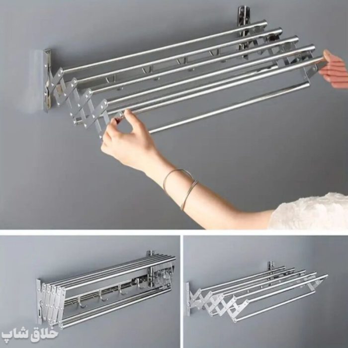 بند رخت دیواری و آپارتمانی تاشو مدل آکاردئونی ضخیم درجه 1