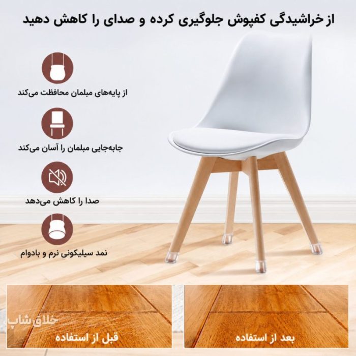 محافظ و روکش پایه مبل و صندلی 4 عددی (صداگیر و محافظ پارکت)